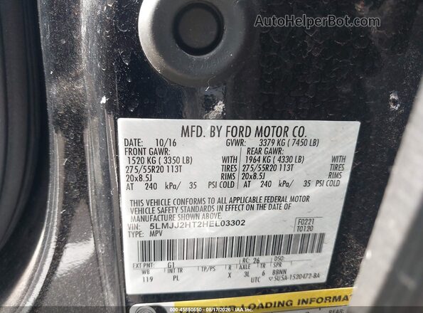 5LMJJ2HT2HEL03302 2017 LINCOLN NAVIGATOR Black Вид підкапотного простору