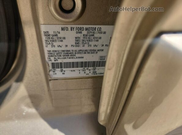 5LMJJ2KT4HEL03956 2017 LINCOLN NAVIGATOR Золотой Вид наклейки с VIN-кодом