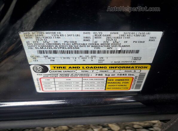 5LMJJ2LG1PEL05356 2023 LINCOLN NAVIGATOR Black VIN կոդի պիտակի տեսք