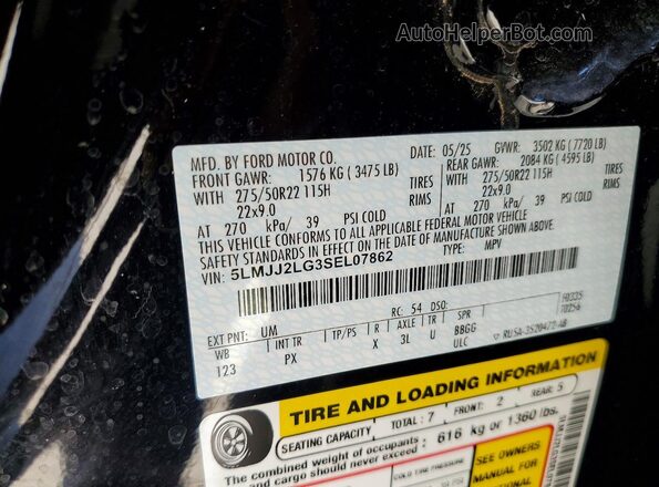 5LMJJ2LG3SEL07862 2025 LINCOLN NAVIGATOR Black VIN sticker view
