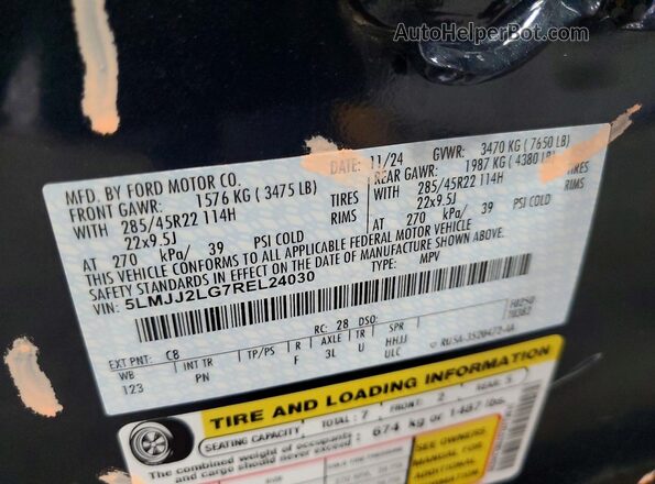 5LMJJ2LG7REL24030 2024 LINCOLN NAVIGATOR Blue VIN կոդի պիտակի տեսք