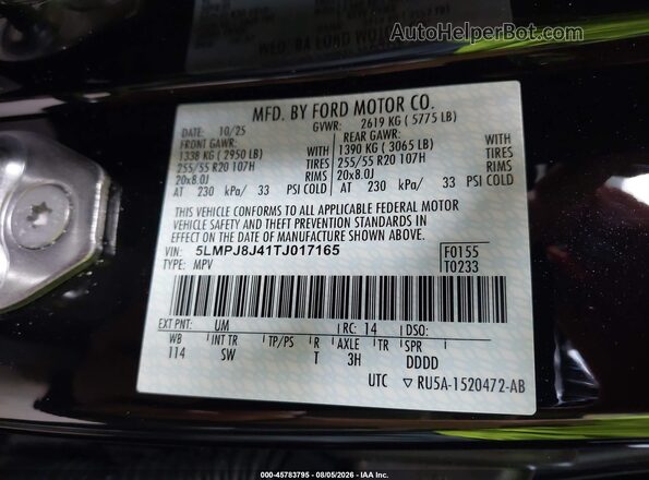 5LMPJ8J41TJ017165 2026 LINCOLN NAUTILUS Black Engine compartment view