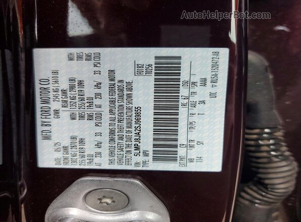 5LMPJ8JA2SJ969855 2025 LINCOLN NAUTILUS Maroon VIN sticker view