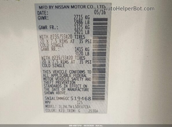 5N1AL0MM6GC519468 2016 INFINITI QX60 Silver Вид підкапотного простору