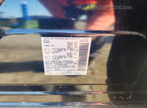 5N1AL0MM6GC524895 2016 INFINITI QX60 Blue VIN კოდის სტიკერის ხედი