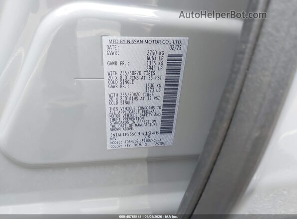 5N1AL1FS5SC351946 2025 INFINITI QX60 Gray Вид підкапотного простору