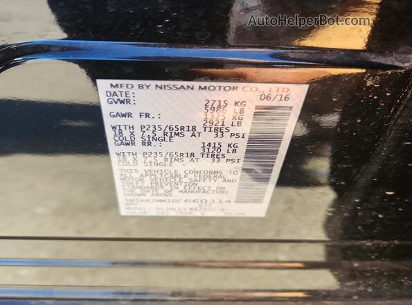 5N1AR2MM1GC660314 2016 NISSAN PATHFINDER Black Widok wnętrza 360 stopni