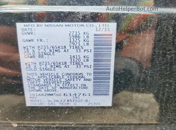 5N1AR2MM5GC614761 2016 NISSAN PATHFINDER Black Vista de la etiqueta del VIN