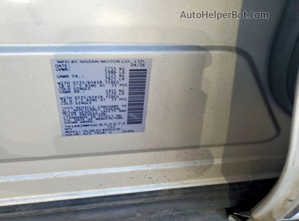 5N1AR2MM5GC652572 2016 NISSAN PATHFINDER Silver VIN კოდის სტიკერის ხედი