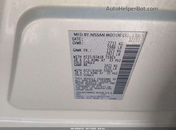 5N1AR2MM8GC608341 2016 NISSAN PATHFINDER Silver ძრავის განყოფილების ხედი