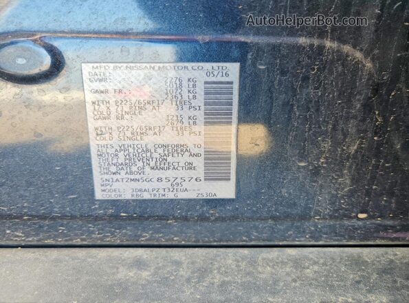 5N1AT2MN5GC857576 2016 NISSAN ROGUE Blue Widok komory silnika
