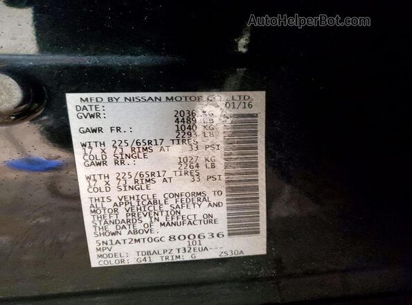5N1AT2MT0GC800636 2016 NISSAN ROGUE Black 360 interior view