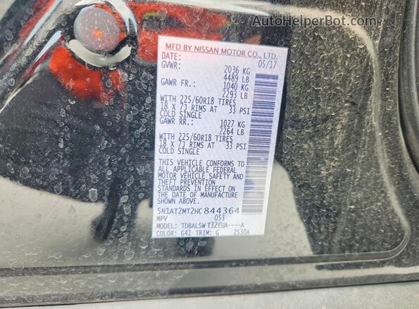 5N1AT2MT2HC844364 2017 NISSAN ROGUE Black Widok wnętrza 360 stopni