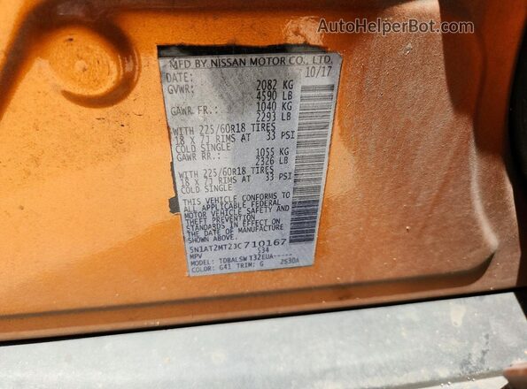 5N1AT2MT2JC710167 2018 NISSAN ROGUE Orange Engine compartment view