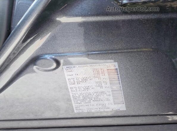5N1AT2MT3JC779725 2018 NISSAN ROGUE Charcoal VIN sticker view