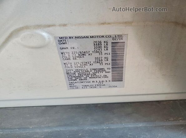 5N1AT2MT5GC811633 2016 NISSAN ROGUE Silver Widok komory silnika