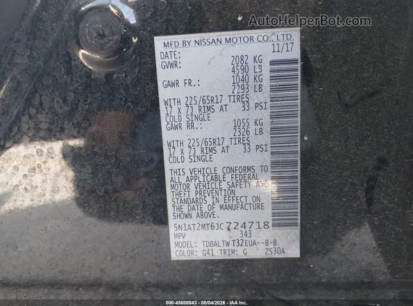 5N1AT2MT6JC724718 2018 NISSAN ROGUE Black Engine compartment view