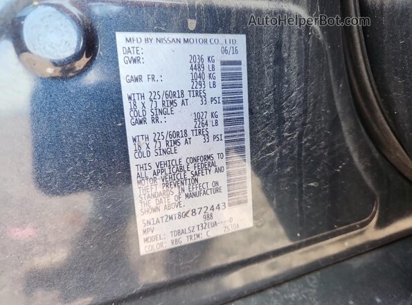 5N1AT2MT8GC872443 2016 NISSAN ROGUE Blue VIN sticker view
