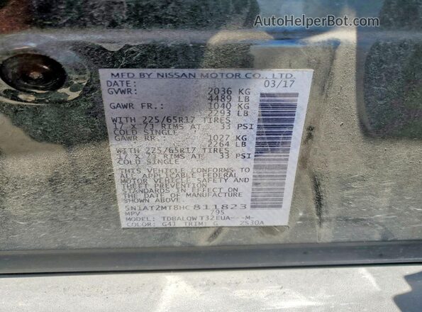 5N1AT2MT8HC811823 2017 NISSAN ROGUE Black Widok wnętrza 360 stopni