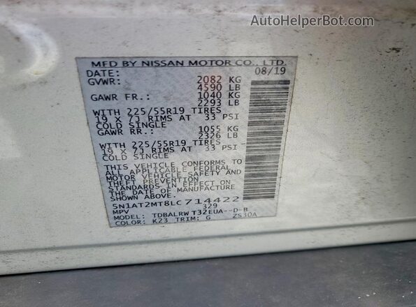 5N1AT2MT8LC714422 2020 NISSAN ROGUE Серебряный Вид наклейки с VIN-кодом