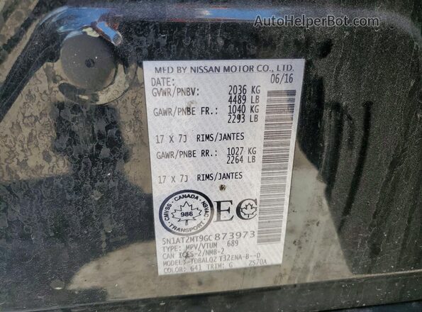 5N1AT2MT9GC873973 2016 NISSAN ROGUE Black VIN sticker view