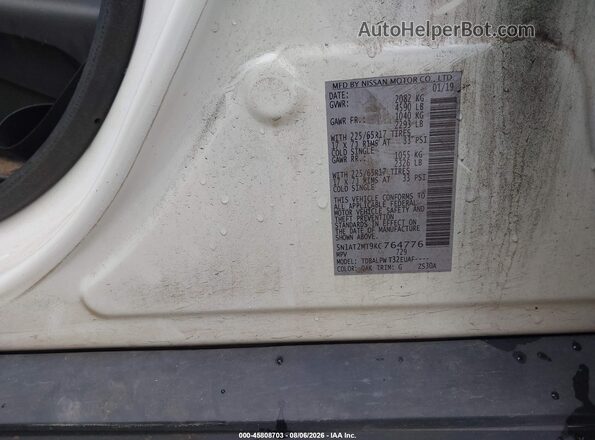 5N1AT2MT9KC764776 2019 NISSAN ROGUE White Вид підкапотного простору
