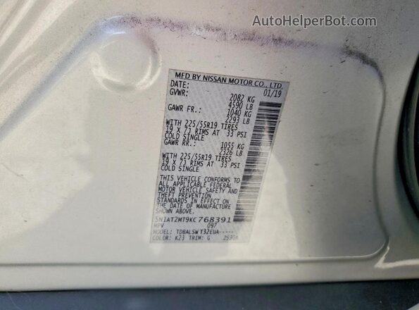 5N1AT2MT9KC768391 2019 NISSAN ROGUE Silver 