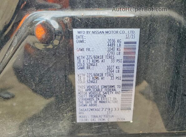 5N1AT2MTXGC779133 2016 NISSAN ROGUE Black Вид наклейки з VIN-кодом
