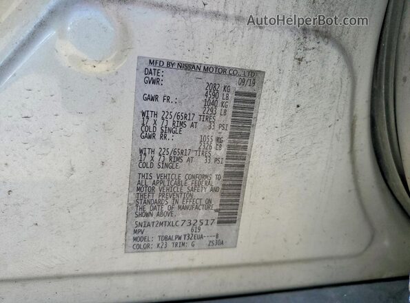 5N1AT2MTXLC732517 2020 NISSAN ROGUE Silver Вид наклейки з VIN-кодом
