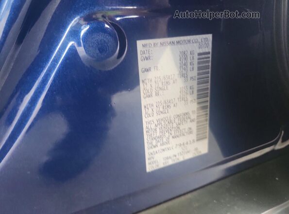 5N1AT2MTXLC794418 2020 NISSAN ROGUE Blue VIN կոդի պիտակի տեսք
