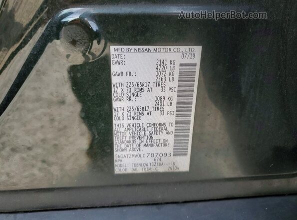 5N1AT2MV0LC707093 2020 NISSAN ROGUE Green Widok naklejki z numerem VIN