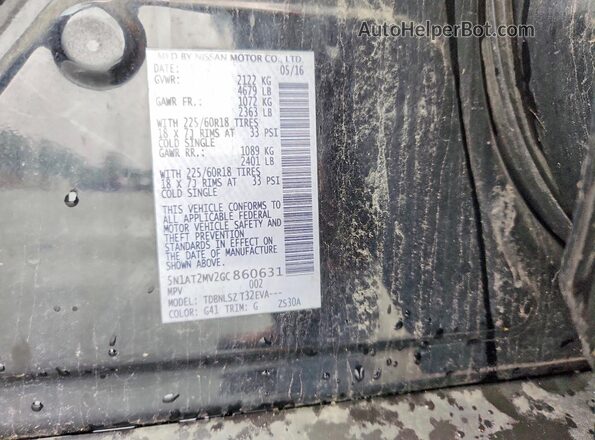 5N1AT2MV2GC860631 2016 NISSAN ROGUE Black VIN sticker view