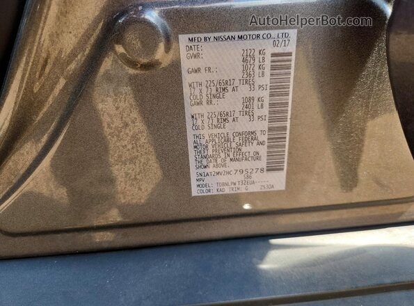 5N1AT2MV2HC795278 2017 NISSAN ROGUE Gray Engine compartment view