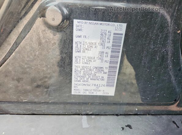5N1AT2MV3GC784126 2016 NISSAN ROGUE Black Շարժիչի բաժամունքի տեսք