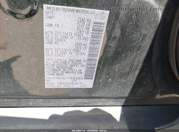 5N1AT2MV3KC794101 2019 NISSAN ROGUE Green Widok komory silnika