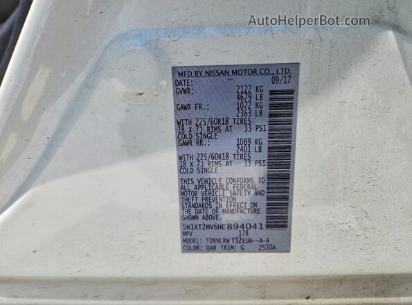 5N1AT2MV6HC894041 2017 NISSAN ROGUE White Vista del compartimento del motor