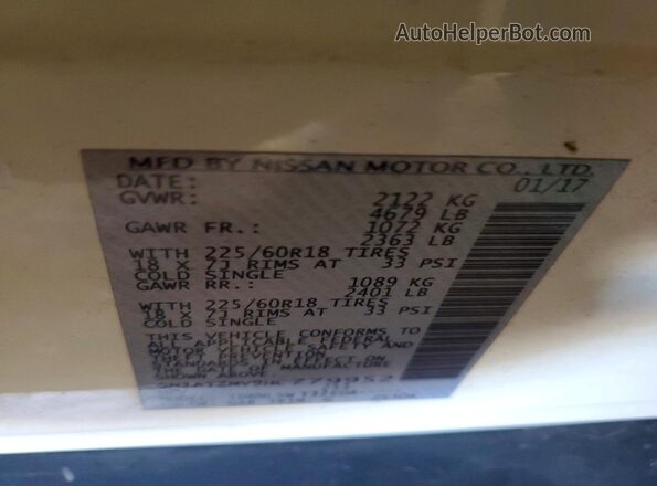 5N1AT2MV9HC779952 2017 NISSAN ROGUE Белый Вид наклейки с VIN-кодом