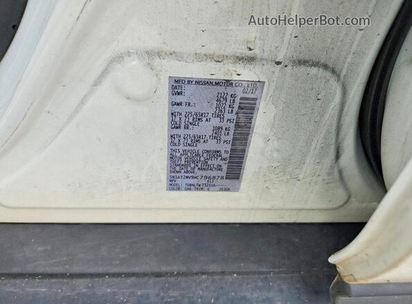 5N1AT2MV9HC796878 2017 NISSAN ROGUE Белый Вид наклейки с VIN-кодом
