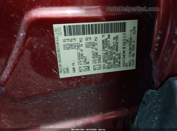 5N1AT3AB3MC836513 2021 NISSAN ROGUE Красный Вид подкапотного пространства
