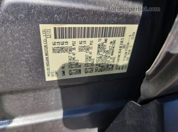 5N1AT3AB3MC848385 2021 NISSAN ROGUE Серый Вид наклейки с VIN-кодом