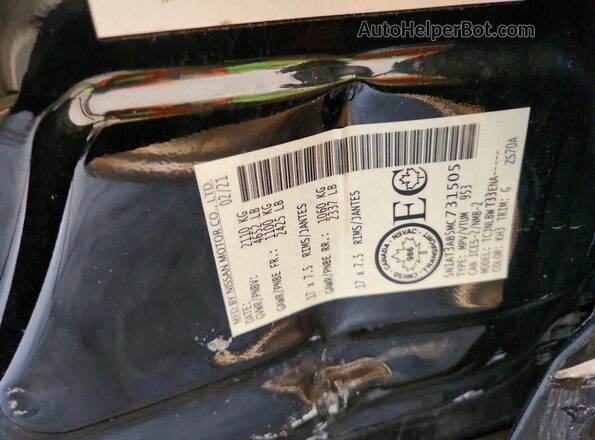 5N1AT3AB5MC731505 2021 NISSAN ROGUE Black VIN კოდის სტიკერის ხედი