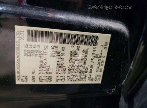 5N1AT3BA3MC753346 2021 NISSAN ROGUE Black Widok komory silnika