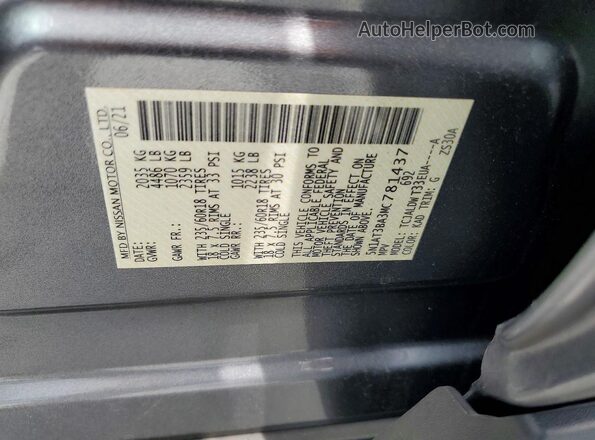 5N1AT3BA3MC781437 2021 NISSAN ROGUE Серый Вид наклейки с VIN-кодом