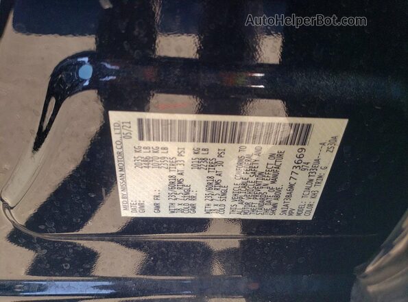 5N1AT3BA6MC773669 2021 NISSAN ROGUE Black Widok naklejki z numerem VIN