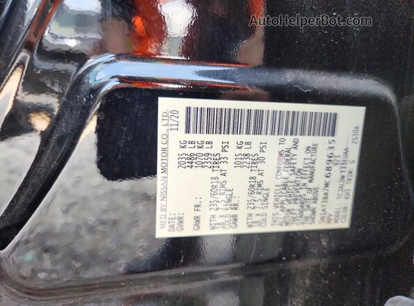 5N1AT3BA7MC689635 2021 NISSAN ROGUE Черный Вид наклейки с VIN-кодом