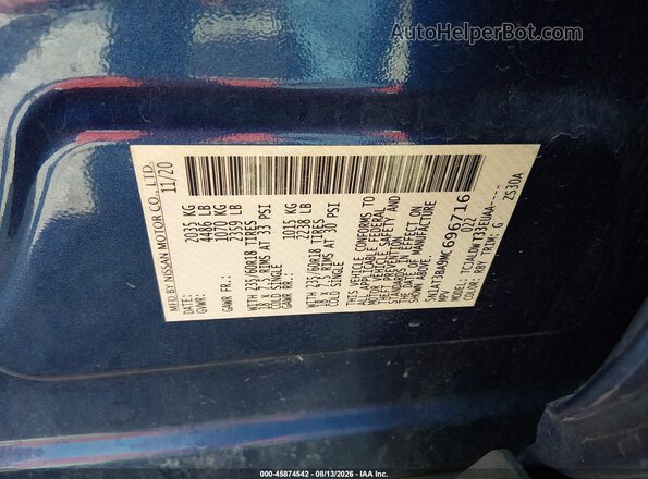 5N1AT3BA9MC696716 2021 NISSAN ROGUE Blue Widok komory silnika