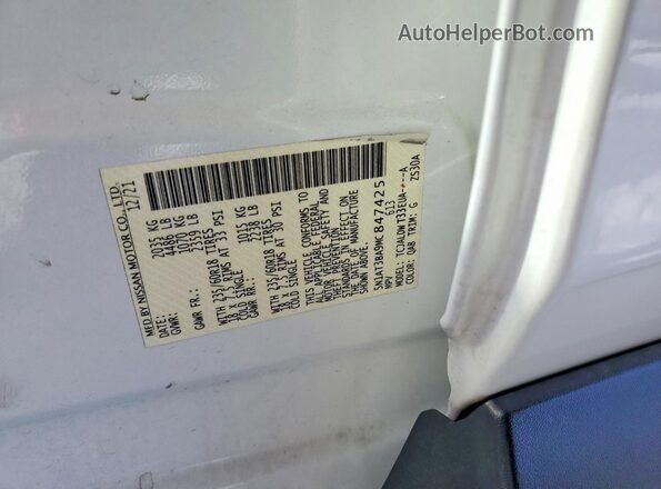5N1AT3BA9MC847425 2021 NISSAN ROGUE White VIN կոդի պիտակի տեսք