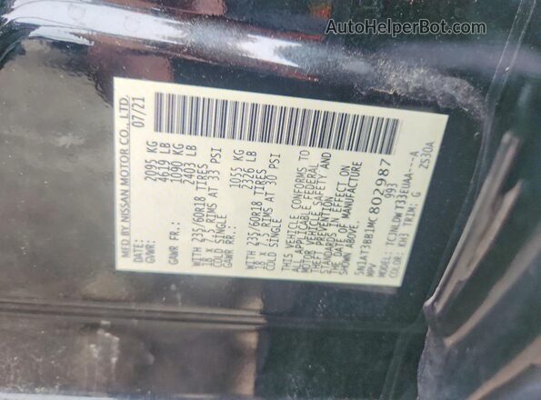 5N1AT3BB1MC802987 2021 NISSAN ROGUE Black Widok naklejki z numerem VIN