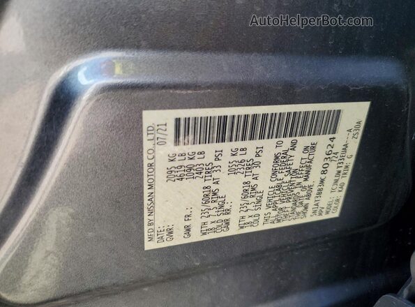 5N1AT3BB3MC803624 2021 NISSAN ROGUE Charcoal Widok naklejki z numerem VIN