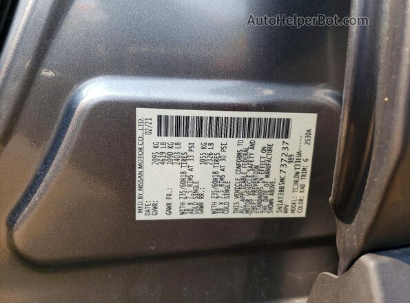 5N1AT3BB5MC737237 2021 NISSAN ROGUE Gray VIN კოდის სტიკერის ხედი